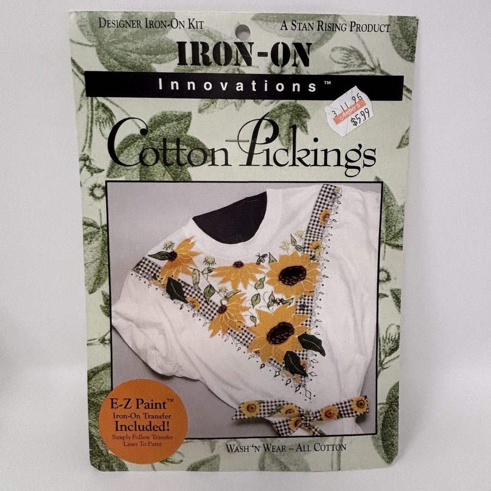 Innovations Cotton Pickings Sunflowers Iron On Transfer Cutouts New Vintage 1994